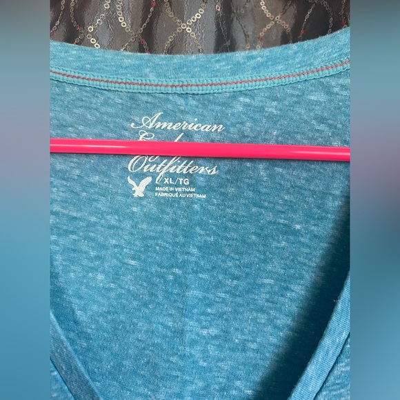 Blue American Eagle Outfitters V-Neck T-Shirt - Picture 4 of 5